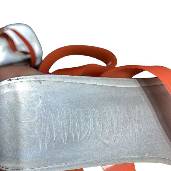 Dollskill darker waves kick drum platform heels neon orange strappy 6M - Picture 7 of 7